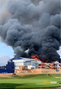 Roma, incendio al Marco Simone Golf Club: brucia il capannone della Ryder Cup