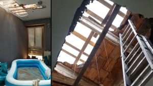 Pioggia in casa, un buco di due metri sul tetto. Ecco come si vive nei condomini misti del Comune