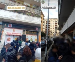 Hamburger gratis: ad Ostiense centinaia in coda per i panini di Cicciogamer89