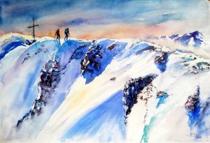 Qua e la acquarellando, la mostra