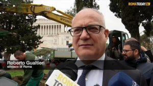 VIDEO | Tornano gli alberi a piazza Venezia: la piantumazione di dieci pini e un cipresso