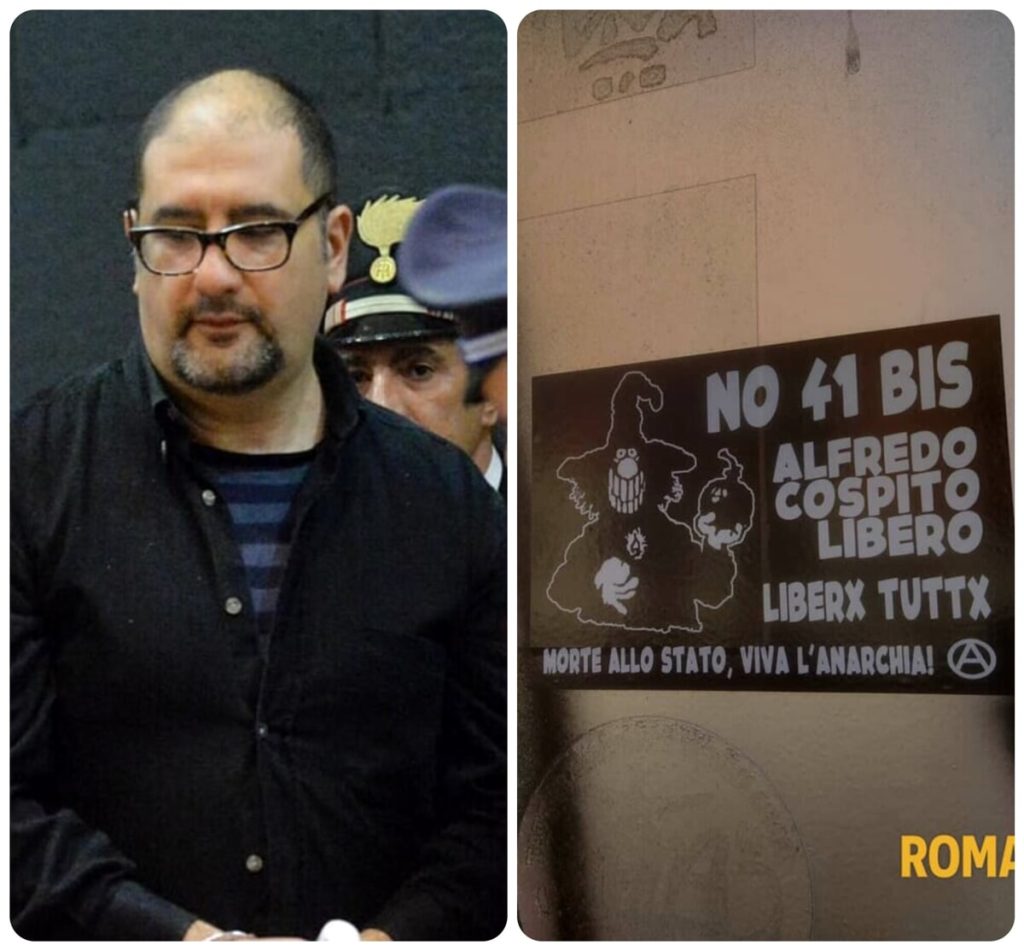 L'anarchico Alfredo Cospito condannato in via definitiva a 23 anni di carcere