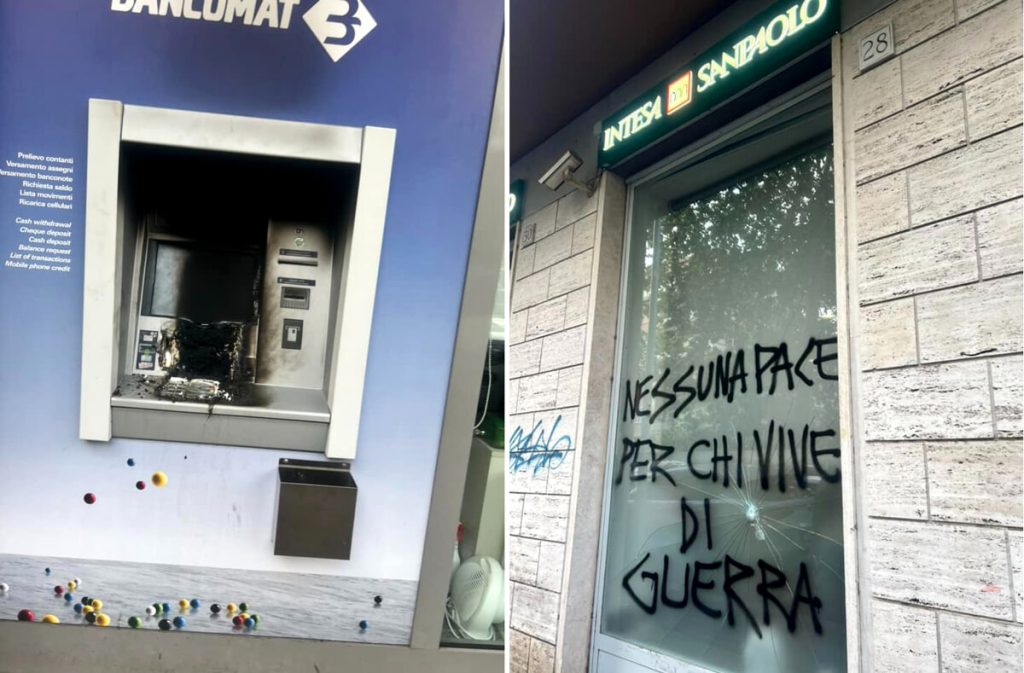 Gli anarchici hanno incendiato cassonetti e danneggiato bancomat e auto all'Appio Claudio