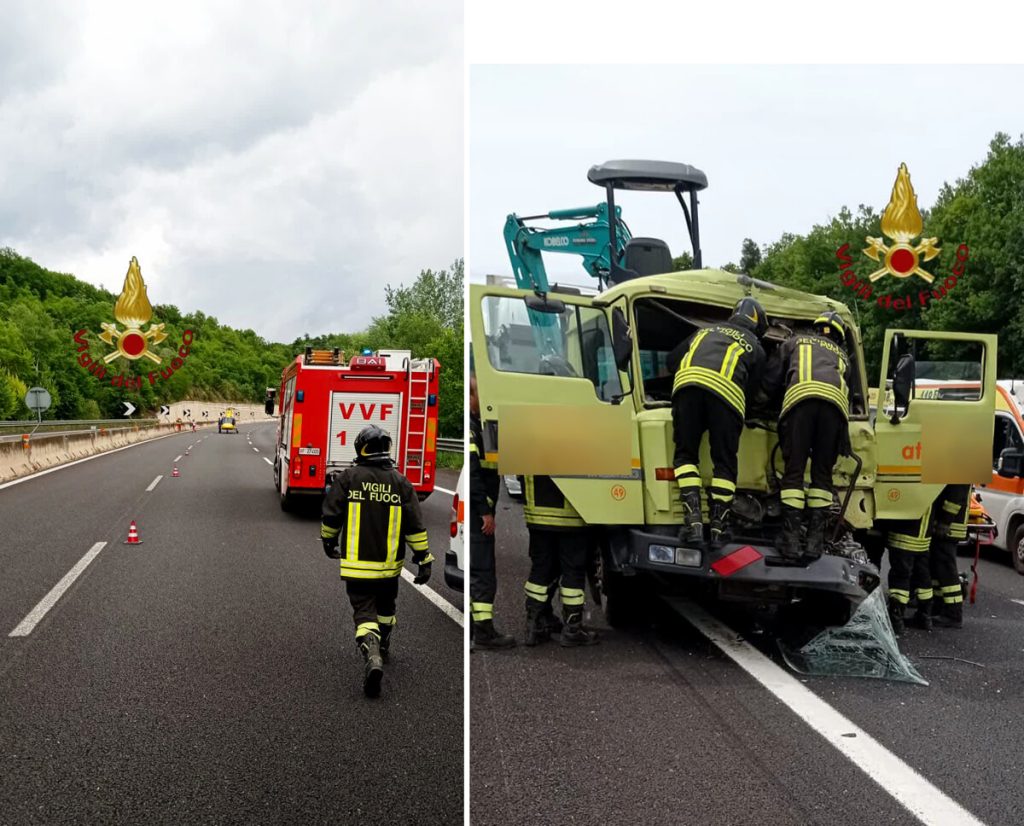 Incidente sull'A1, scontro tra 3 tir. Due feriti gravi