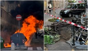 Incendio in Prati, 4 cassonetti in fiamme: fumo nero tra i palazzi della Roma "bene"