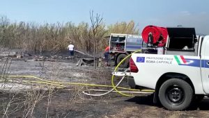VIDEO | Incendio a Rocca Cencia, bruciano elettrodomestici abbandonati e sterpaglie