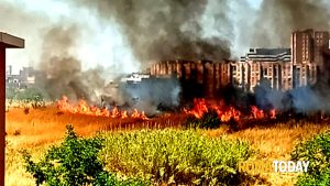 Incendio sotto al viadotto: fiamme vicino alle case e al commissariato