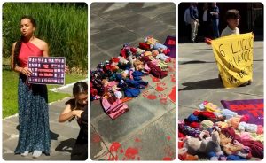 Blitz alla Rai, bambole e vernice rossa sotto al cavallo: "Femminicidi raccontati in modo imbarazzante"