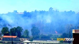 Incendio a Boccea: sterpaglie e alberi in fiamme, fumo invade le case