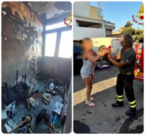 Incendio in appartamento: pompieri salvano un coniglio nano