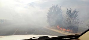 Roma, incendio su via Collatina. Strada chiusa e vigili del fuoco sul posto