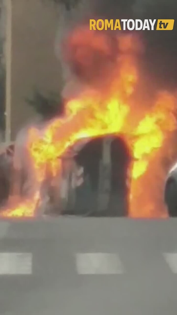 Pomeriggio di paura a Cinecittà: fiamme da un cassonetto investono auto e un albero