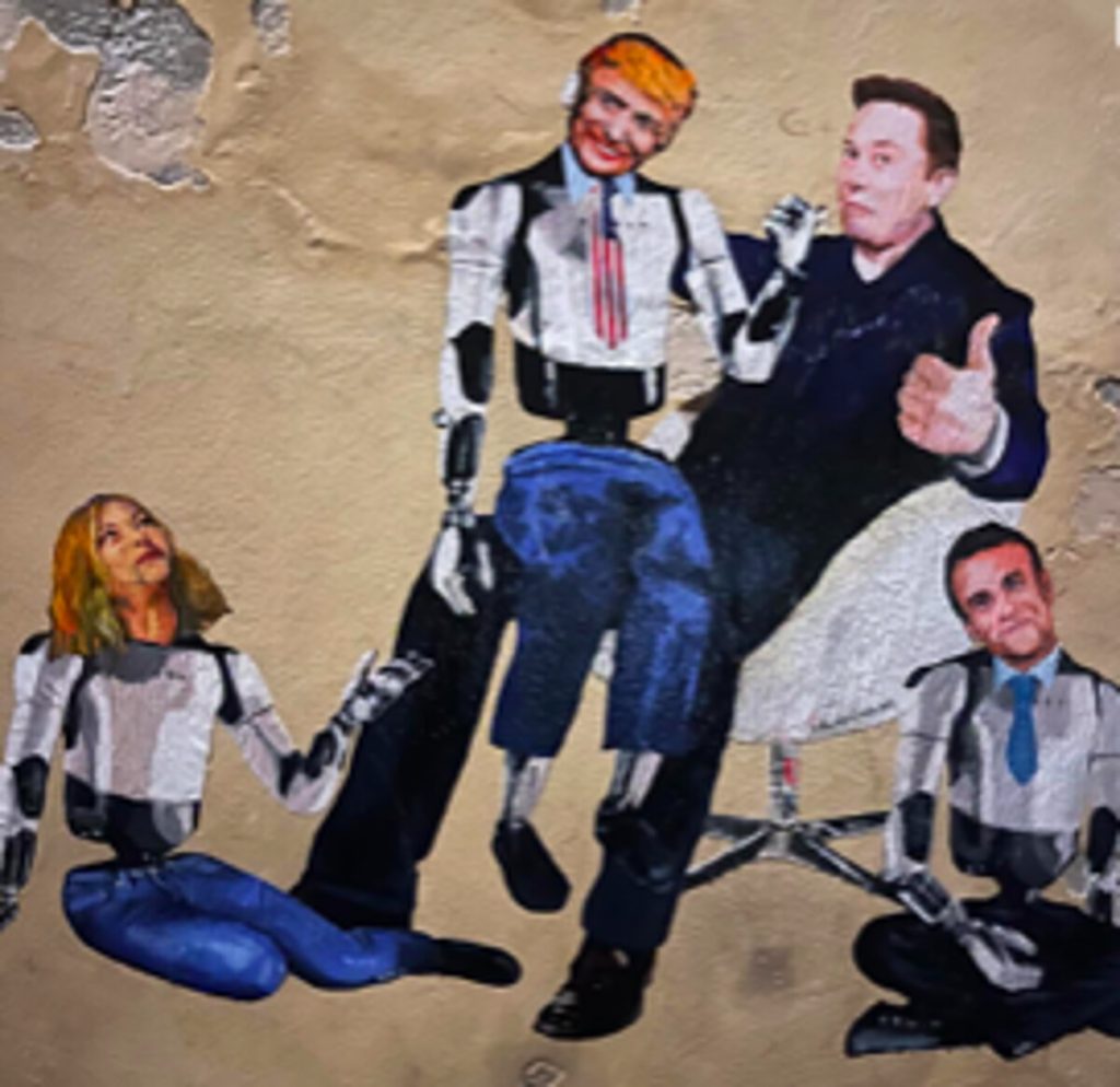 Elon Musk il burattinaio nel nuovo murales di Harry Greb